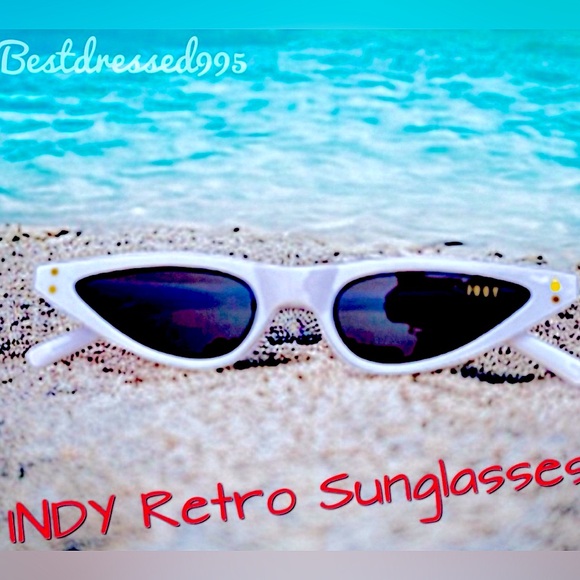 NWT White Slim-Lens Sunglasses, Retro, 50’s, by INDY - Picture 4 of 14